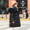 Kinder 2020 Mode Jacke Mädchen Warme Kapuzenmantel Natürliche Kleidung Baumwolle Wintermantel 90% Ente Unten Lange Jacke für Kinder LJ201017