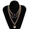 Multilayer Lock Chain Necklace Pendants Kvinnor Män Punk Chunky tjocka chokerhalsband smycken hals estetiska tillbehör12702770
