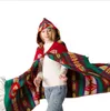 Kvinnor Bohemian Collar Plaid Hooded Blanket Caps Winter Outwear Shawl Scarf Grid Fringed Wraps Tartan Oversized Check Poncho Pashmina LSK2009