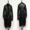 Ftlzz 2020 новых женщин черный искусственные кожаные куртки осень зима молния основное пальто с Blet Biker PU кожаная куртка LJ201012