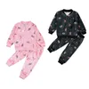 Autunno Inverno Infantile Bambini Vestiti per ragazze Set Fiori di velluto Stampa Manica lunga Giacca con cerniera Top Pantaloni 2 pezzi Vestito 2-7 anni