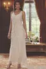 UPS Elegant V Neck Mothers Dresses 2022 Twee stukken kralen bruiloft Gast Lengte Moeder van de bruid jurken met jas met lange mouwen