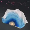 Voiles de danse du ventre en soie pour femmes, accessoires de spectacle sur scène, paire de fans de danse traditionnelle chinoise, faits à la main, vraie soie, couleur personnalisée bleu blanc 1211r