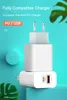 2 порта PD 2.4A ЕС US AC AC Home Travel Power Adapters Настенное зарядное устройство для iPhone 6 7 8 11 12 Samsung Huawei Android Phone