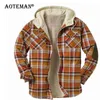 Veste à carreaux d'hiver hommes manteau polaire coupe-vent à capuche Parkas chauds vêtements d'extérieur pardessus vêtements mode LM9 220301