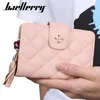 Factory wholesale women wallet Joker small fresh plaid leathers short wallets folding tassel womens purse fashion leather coin purses