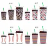 Iced Coffee Sleeve Neoprene Cold Drinks Beverages Insulator 30oz 20oz 16oz Printed Cup Holder Reusable Cups Accessories 19 Designs YG938