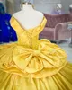 Chic Yellow Ball Gown Quinceanera Dresses Cupcake taffeta Ruffles Tiered Off The Shoulder Ball Gowns Formal Dress Evening Women Sweet 16