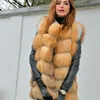 New Red Raposa Red Colete Natural Fox Fur Pele Real Fox Colete Curto Casual Moda Casual Outono e Inverno Estilo Europeu de Rua Europeu 201006