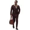 Negócios Plus Size TuxeDos Calças Mens Suits Brown Cetim Dupla Breasted Noivo Casamento Prom Festa Blazer Overcoat (jaqueta + calças)