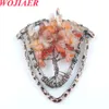 Wojiaer naturliga stenhängen för halsband Tree of Life Wire Wrap Chip Beads Retro 7 Chakra Crystal Handgjorda smycken Bo924