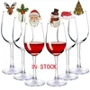 Etichetta della tazza del vino di Natale Etichetta della bottiglia del partito di natale di disegno del fumetto dell'indicatore della tazza di vetro di vino di Champagne 10pcs/lot