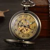 Retro Bronze Hohl Digitale Zahl Zifferblatt Mechanische Taschenuhr Taille Kette Vintage Steampunk Klassische Herrenuhr Taschenuhr T200502