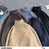 Privatinker Inverno Quente Homens de Turtleneck Menores Cor Sólida Homem Coreano Casual Knitter Pullovers Harajuku Suéter masculino 211221