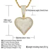 New Arrived Heart Shape Solid Back Pendant Necklace with Rope Chain Iced Out Zircon Mens Hip Hop Jewelry Gift292o