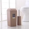 Nuova moda creativa pattumiera di plastica 8L / 12L agitare Tipo di copertura Pattumiera da cucina Salotto Toilette Cestino per ufficio Cestino per la carta Y200429