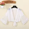 Knit Shrug Women Casual Half Sleeve Lace Solid Light Crop Open Stitch Cardigan Short All-match Shawl