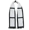 空白の昇華フリーススカーフ格子縞​​のタッセル冬の灰色の熱スカーフ熱伝達タッセルスカーフホワイトブラックチェック柄スカーフGGA3842-1