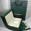 New Fashion Luxury Green Original Watch Box Designer Gift Box Card Tags And Papers In English Booklet Wood Watches Boxes 0.8kg