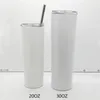 20oz 30oz Sublimation Straight Skinny Tumbler Double Stainless Steel Blank Insulated Cup With Lid Straw Cylinder Water Bottle