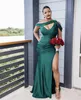 Donkergroene Afrikaanse bruidsmeisjekleding 2021 Zeemeermin Split Maid of Honour Gowns Formele Bruiloft Gast Junior Jurk