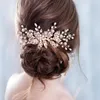 Tendy Leaf Pearl Rose Gold Wedding Hair Sembs Tiara Bridal Headpiece Women Head Decorative Bijoux Accessoires de cheveux de mariage Y200409