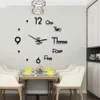 Design moderne Horloge Montre Grandes horloges murales 3D DIY Acrylique Miroir Mécanisme Autocollants Accueil Salon Décoration Quartz Aiguille LJ201204