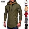 Streetwear Casual Męska Koszulka z długim rękawem z długim rękawem Top Outdoor Fashion Sleeve Zipper Pocket Cotton Men's T-shirt G1222