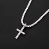 hot Sell Iced Out Zircon Cross Pendant With 4mm Tennis Chain Necklace Set Men's Hip hop Jewelry Gold Silver CZ Pendant Necklace