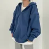 Kadın Hoodie Harajuku Kore Zip Up Y2K Gevşek Ince Uzun Kollu Kapşonlu Güneş Koruma Ceket Katı Renk Retro Gömlek Kız 220314