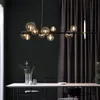 북유럽 현대 미니멀리스트 거실 램프 창조적 인 성격 홈 빌라 홀 식당 조명 클리어 유리 볼 펜던트 라이트