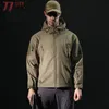 77City katil köpekbalığı yumuşak kabuk askeri taktik ceket erkekler su geçirmez sıcak rüzgarlık ceket kamuflaj kapüşonlu ceket giyim 201111