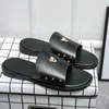Men Genuine Leather Slippers Designer Flat Comfort Beach Sliders Tide Male Rivet Stud Slipper Non-slip Black Mens Casual Spikes Shoes Rubber