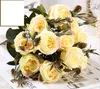 Silk flower simulation rose 8 head foreign trade Decorative Flowers Seattle wedding decoration available