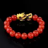 Feng Shui Six word truth Pearl Bead Bracelet Wealth Good Luck Gold Bucket Beads Gold colorful Pixiu Bracelet