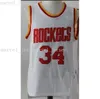 ステッチカスタムHakeem Olajuwon＃34縫製Bsaketball Jersey女性ユースメンズバスケットボールジャージXS-6XL NCAA