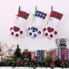 New 2 colors Stockings Christmas Home Decoration Accessories Plaid Christmas Gift Bags Pet Dog Cat Paw Stocking Socks Xmas Tree Ornaments