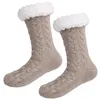 3D-Streifen Winter Lange Bulk Slipper Socken Damen AntiSlipper Warm Fleece Knöchelgefüttert Rutschfeste klobige Weihnachts-Kaschmirsocken 10 Paar