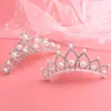 Dzieci Mini Crown Girls Rhinestone Shining Crystal Tiaras Serce Księżniczka Party Achiories Hair Combs Włosy Biżuteria Ozdoby