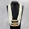 Chokers Sunspicems 2021 Handwoven Morocco Beads Chain Choker Necklace Gold Color Simulated Pearl African Wedding Jewelry Bride Gift