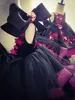 2021 Flower Girls 'Dresses With Handgjorda Blommor Beaded Tulle Tiered Skirt Ruffles Bow Lace Skräddarsy Födelsedagsfest Pageant Ballklänning