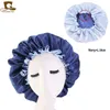 New Silk Night Cap Hat Double side wear Women Head Cover Sleep Cap Satin Bonnet for Beautiful Hair GD741