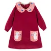 Saltando metros bebê bordado mouses outono inverno meninas vestidos corduroy colarinha princesa manga longa vestido criança criança lj200923