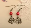 Vento nazionale che ripristina Foglie di rose rosse Gioielli pendenti cinabro gioielli orecchini ornamento femminile rose a goccia