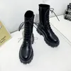 Botas Mulheres Branco Alta Plataforma Gótico Sapatos Feminino Combate 2021 Outono Moda Couro Preto Meados de Couro