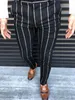 Styl angielski męskie spodnie wizytowe Retro męskie formalne spodnie w paski w kratę spodnie typu casual Fit formalne paski spodnie spodnie