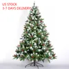米国在庫雪に植えられたクリスマスツリー7.5フィートの人工的な蝶番の木の木白い現実的なヒンジの松の木の木は、クリスマスの装飾W49819948