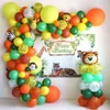 Green Balloon Garland Arch Kit حفلة عيد ميلاد الديكور الأطفال اللاتكس Jungle Safariations Decorations Boy Baby Dusting 220217