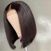 Meatu 2x6 Bob Dantel Frontal Peruk Brezilyalı Bakire Saç Düz Dantel Frontal İnsan Saç Peruk İsviçre Dantel Frontal Peruk Ön Kopardı