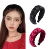 Velvet Twisted Wyściełane Hairbands Szeroki Rozmiar Solidne opaski Bezel Turban Kobiety Dziewczyny Akcesoria do włosów Nowa głowica głowy HOOP